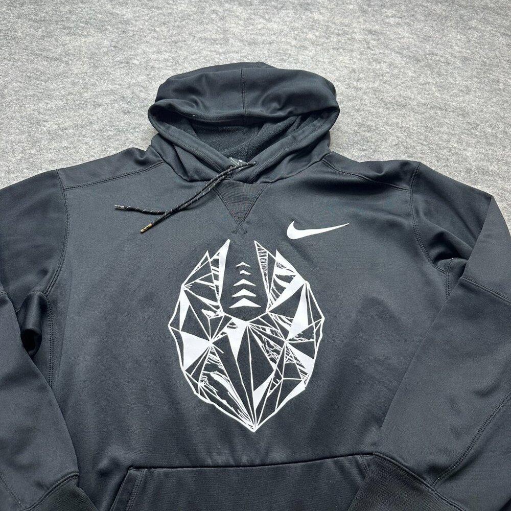 Nike Hoodie Men L Black THERMA-FIT Pullover Football Graphic Fleece 905957